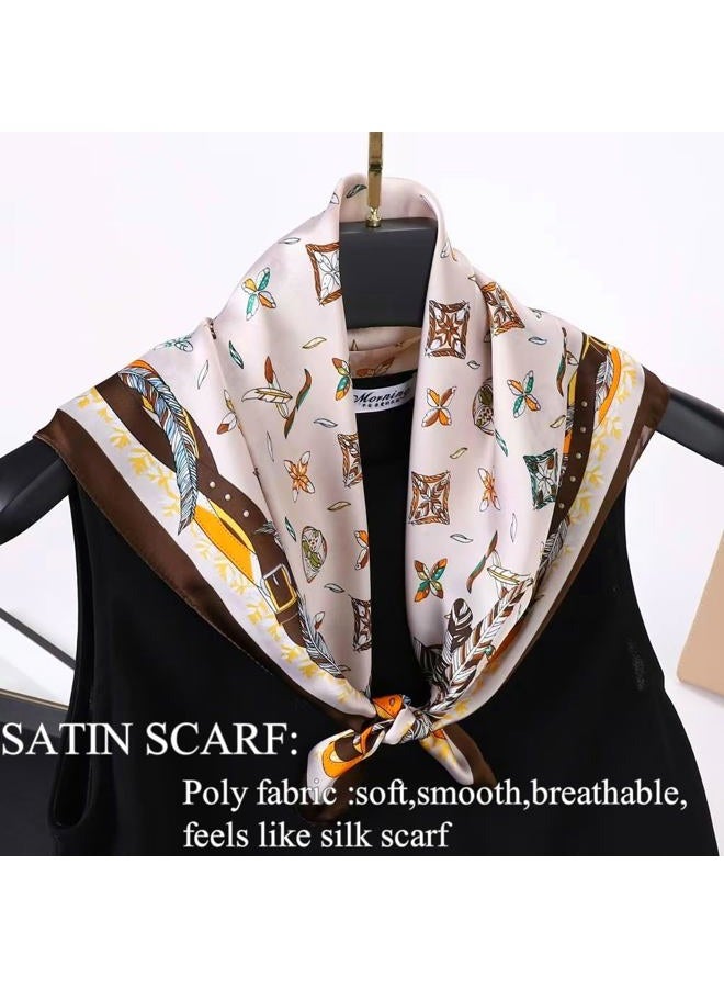 Hexchasty Head Hair Scarf Satin Silk Feeling Scarves for Women Lightweight Fashion Bag Purse Scarf for Handbags Accessories, Color-b, M - Image 4