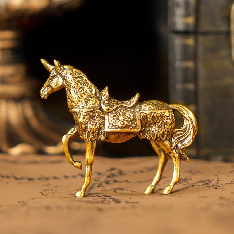 chovy Armored Unicorn Statue 100% Solid Brass , Mythological Warhorse Sculpture, Handcrafted Vintage Collectible Art, Fantasy DÃ©cor for Bookshelf, Unique Gift for Mythology Lovers & Medieval Enthusiasts - Image 1