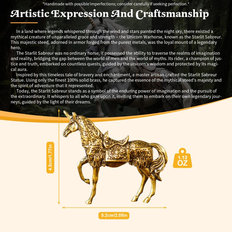 chovy Armored Unicorn Statue 100% Solid Brass , Mythological Warhorse Sculpture, Handcrafted Vintage Collectible Art, Fantasy DÃ©cor for Bookshelf, Unique Gift for Mythology Lovers & Medieval Enthusiasts - Image 3