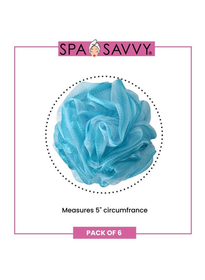 Spa Savvy Bath Loofah Set, Pack of 6 Shower Body Sponges with Suction Cups for Men and Women, Exfoliating Pouf Bath Accessories, Multicolor - Image 5