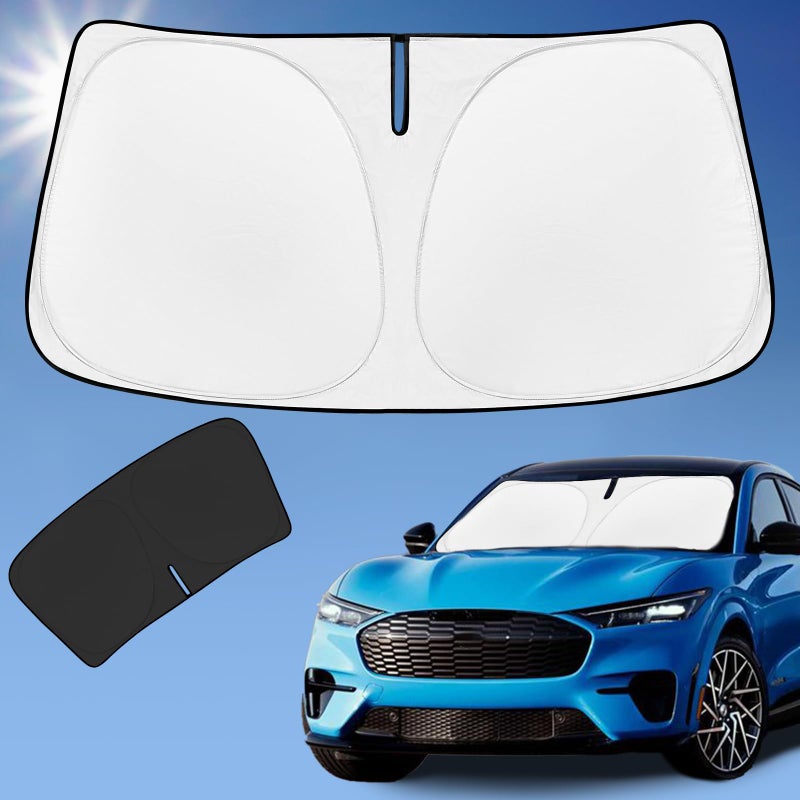 Sun Shade Sunshade for Ford Mustang MachE 20212024 2025 2026 Windshield Cover 4Layer Front Window Shade Custom fit MachE Sun Visor 240T Retractable Shield Shade Blocks UV Rays Car Accessories
