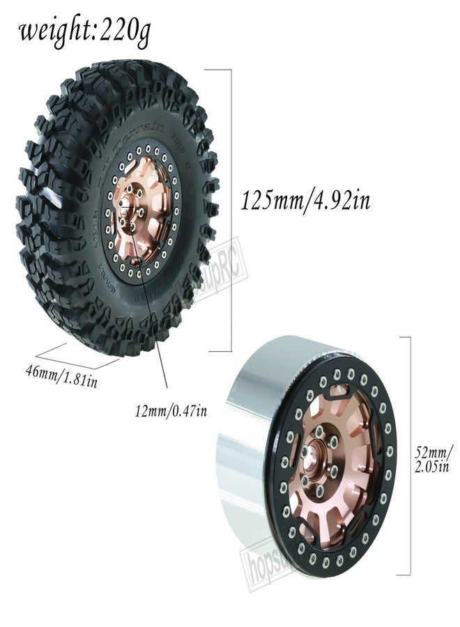 hopsupRC RC 2.2in Tires Tyres & Aluminium 2.2in Beadlock Wheel Rim for 1/10 SCX10 Capra AMG 6x6 TRX4 Gen8 Everest Gen 7 Pro RC Crawler (4PCS Brown) - Image 5