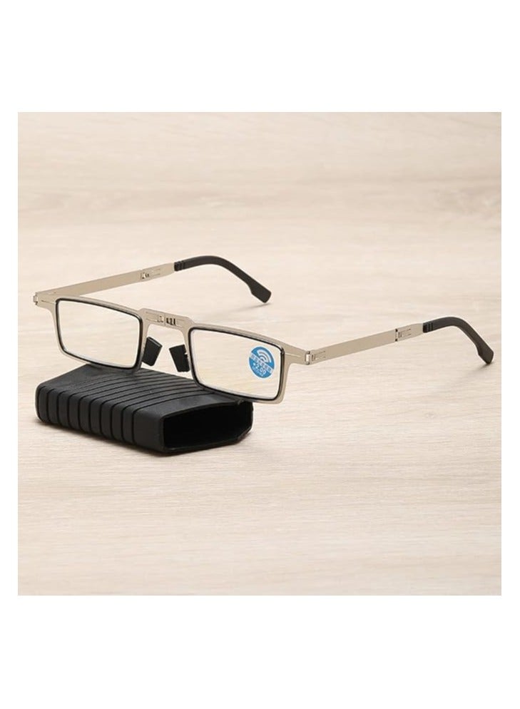 Unbreakable Evolved Folding Reading Glasses For Women Men Blue Light Blocking Anti UV Eyestrain Foldable Portable Compact Readers with Flat Hard Case Pocket Computer glasses Pack Of 2 - Image 3