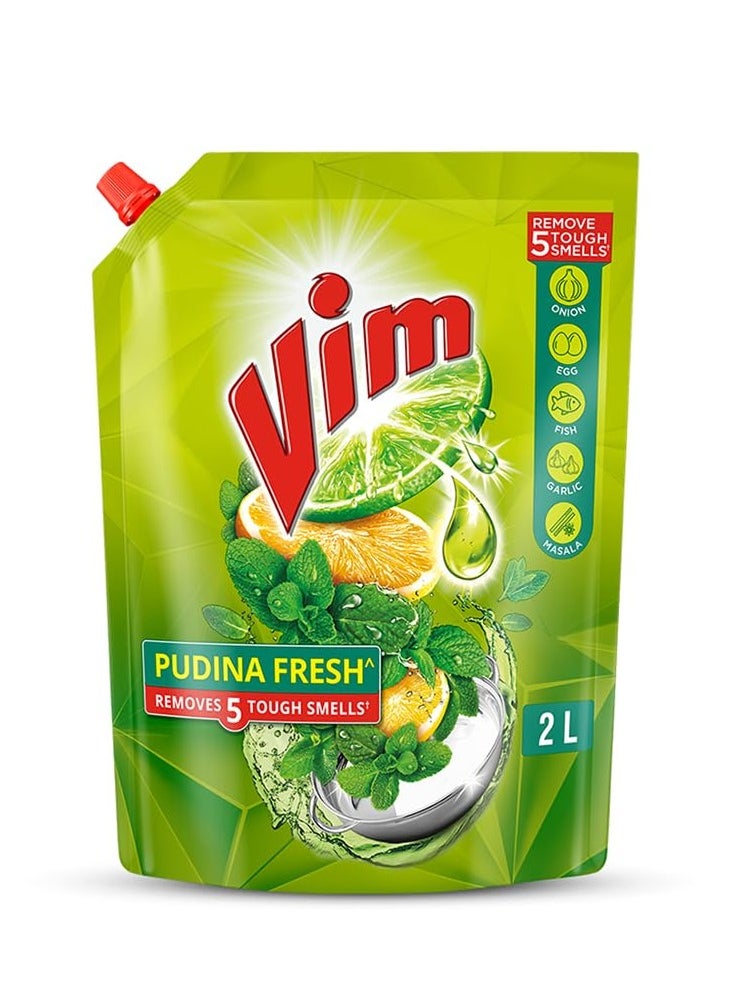 Vim Vim Dishwash Anti Smell Liquid Pudina 2 Ltr  - Image 1