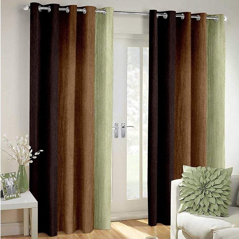 Handloomentic Room Darkening Eyelet Plain Curtains for DoorWindowDrawing RoomLiving Room Brown 6ft Set of 2 2PCS_Curtain_Brown6ft  - Image 1