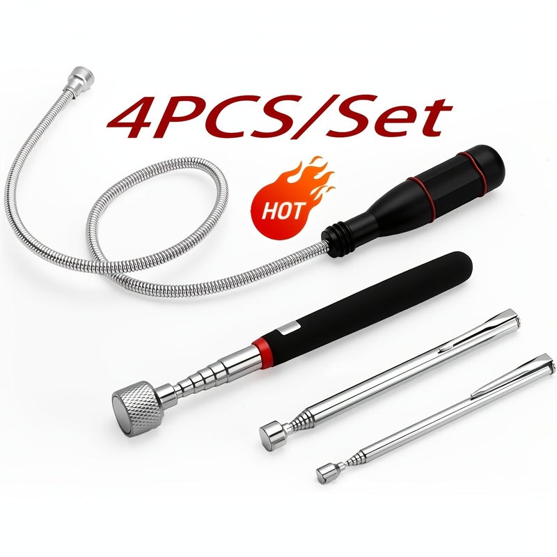 Upgraded Four-Piece Set Heavy Duty Telescoping Magnetic Pickup Tool with Adjustable Length for Retrieving Nuts Bolts Screws and Metal Debris - Image 1