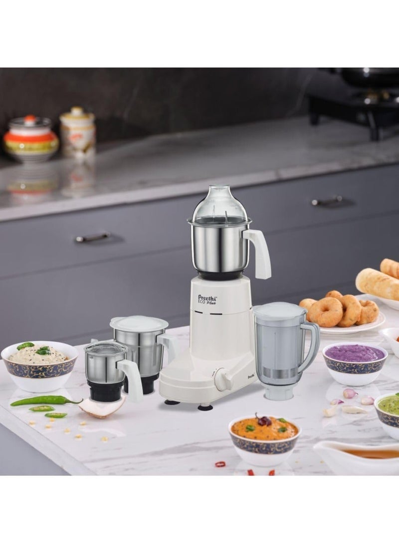 Preethi Eco Plus Mixer Grinder for Kitchen| Mixie, 4 jars | Super Extractor Juicer Jar| 2 Year Product Warranty 1.5 L 750 W MG157 White - Image 2