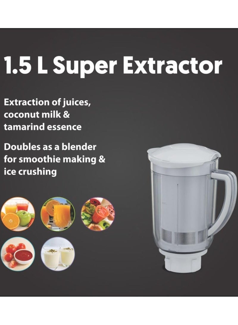 Preethi Eco Plus Mixer Grinder for Kitchen| Mixie, 4 jars | Super Extractor Juicer Jar| 2 Year Product Warranty 1.5 L 750 W MG157 White - Image 3