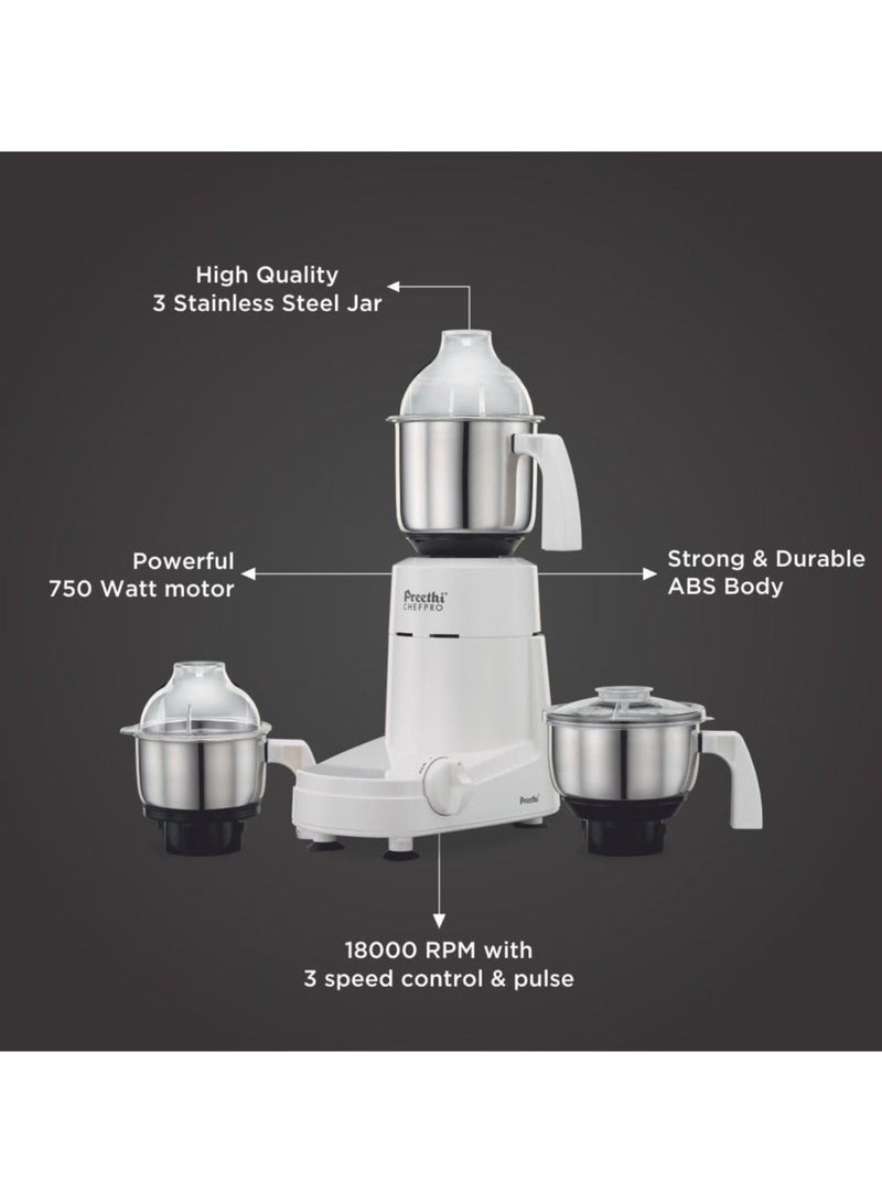 Preethi Eco Plus Mixer Grinder for Kitchen| Mixie, 4 jars | Super Extractor Juicer Jar| 2 Year Product Warranty 1.5 L 750 W MG157 White - Image 4