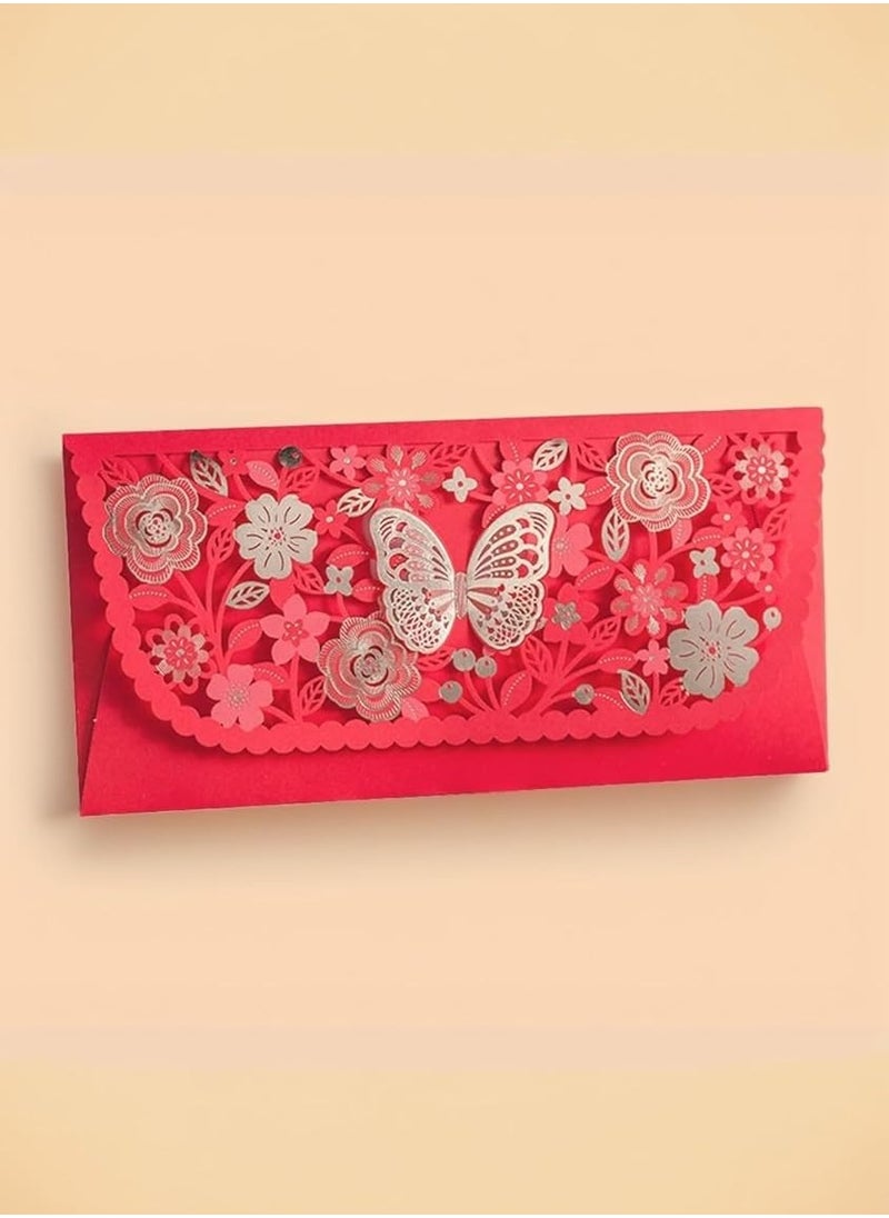 Oasisgalore 4 PCS Elegant Chinese Red Envelopes Money Pockets for Business, Invitations，Weddings, Birthday  - Image 4