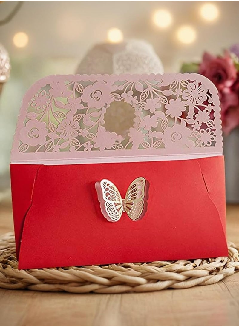 Oasisgalore 4 PCS Elegant Chinese Red Envelopes Money Pockets for Business, Invitations，Weddings, Birthday  - Image 3