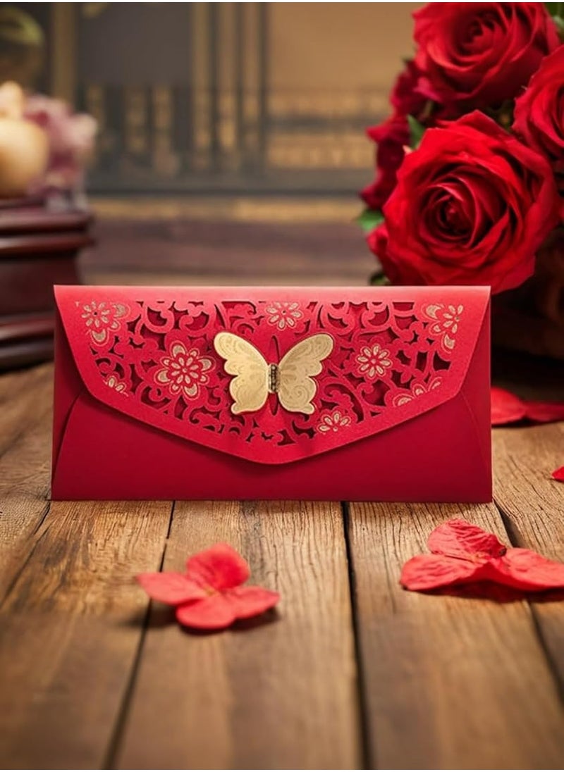 Oasisgalore 4 PCS Elegant Chinese Red Envelopes Money Pockets for Business, Invitations，Weddings, Birthday  - Image 2