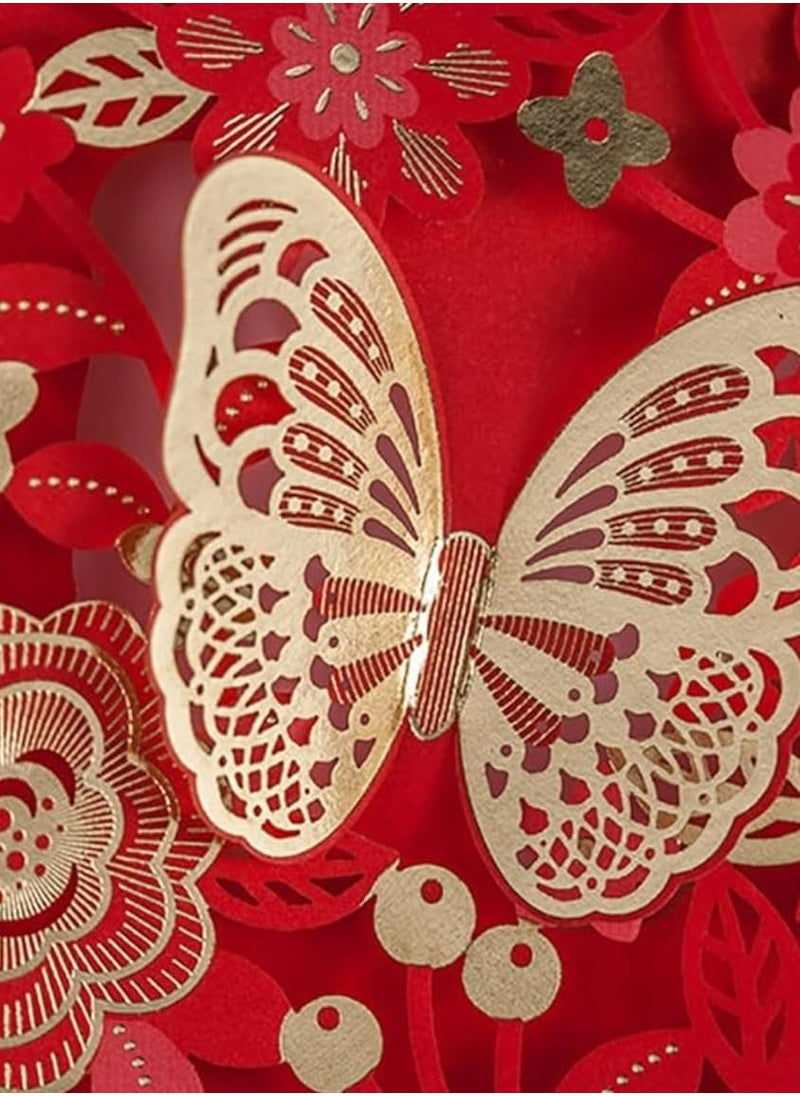 Oasisgalore 4 PCS Elegant Chinese Red Envelopes Money Pockets for Business, Invitations，Weddings, Birthday  - Image 5