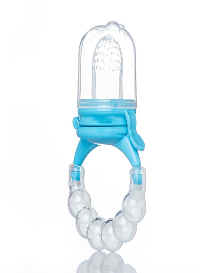 Bubbles Silicone Food/Fruit Nibbler with Extra Mesh, Soft Pacifier/Feeder, Teether for Baby, Infant (Blue & White) - Image 5