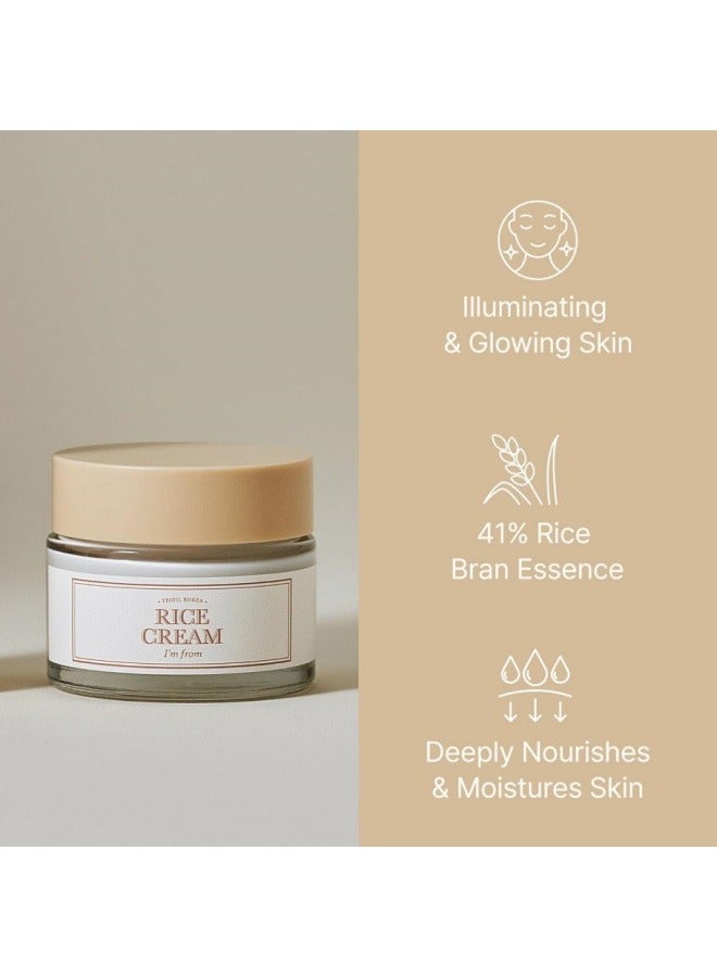 I'm from Rice Cream 41% Rice Bran Essence with Ceramide, Glowing Look, Improves Moisture Skin Barrier, Nourishes Deeply, Soothing to Even Out Skin Tone, K Beauty - Image 2