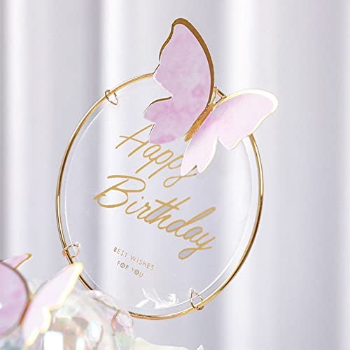Alunsito 100 Pieces Glitter Butterfly Cake Toppers Happy Birthday Gold Pink 3D Butterfly Cake Topper Mixed Size Cupcake Toppers For Birthday Anniversary Wedding Party Cake Supplies - Image 5