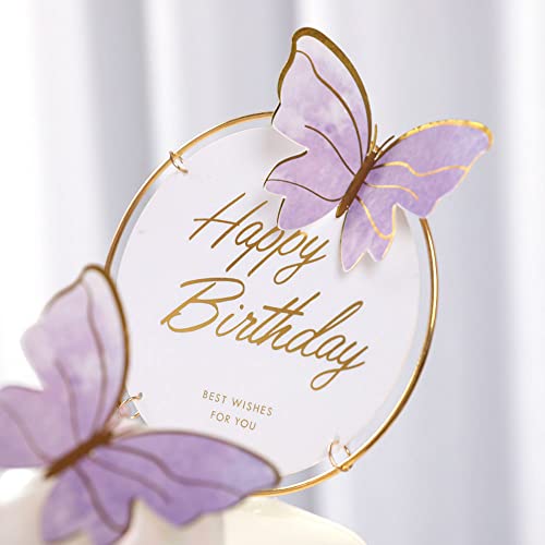 Alunsito 100 Pieces Glitter Butterfly Cake Toppers Happy Birthday Gold Pink 3D Butterfly Cake Topper Mixed Size Cupcake Toppers For Birthday Anniversary Wedding Party Cake Supplies - Image 4