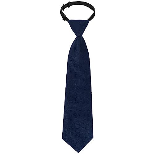 Sucrain 1pcs Boy's Necktie Pre-tied Adjustable Neck Strap Tie for Wedding Graduation School Uniforms (Navy Blue) - Image 1