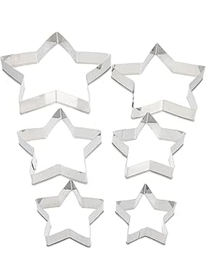 6Pcs Stainless Steel Star Cookie Cutters Set For Home Baking Biscuit Pastry DIY - Image 1