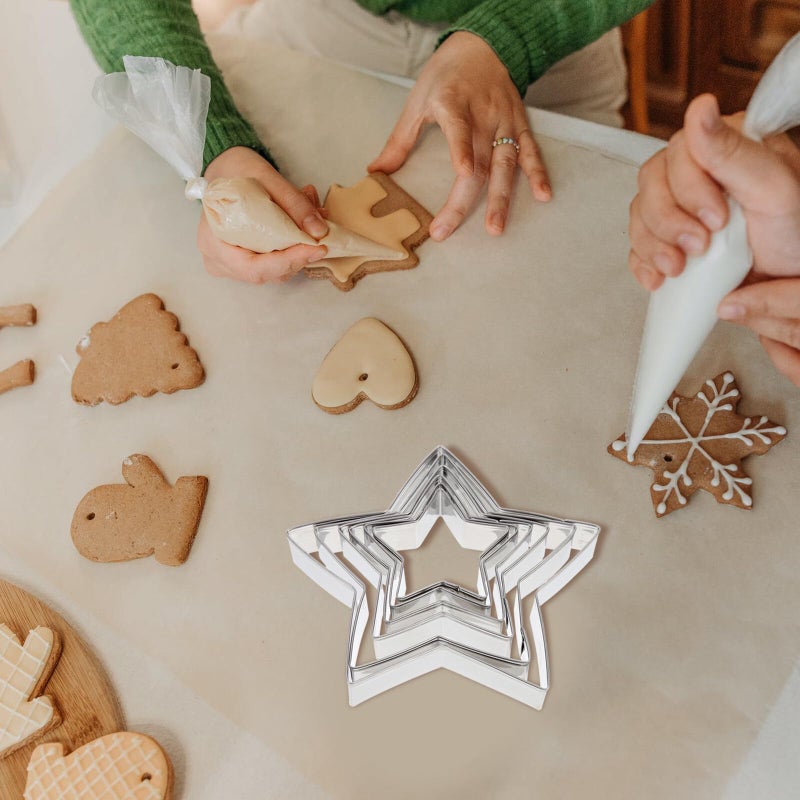 6Pcs Stainless Steel Star Cookie Cutters Set For Home Baking Biscuit Pastry DIY - Image 5