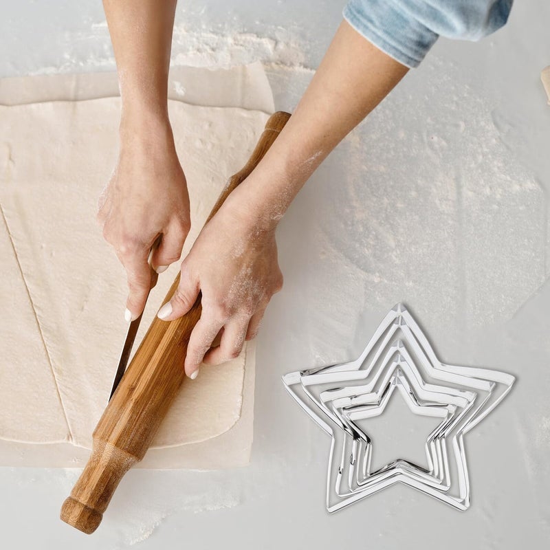 6Pcs Stainless Steel Star Cookie Cutters Set For Home Baking Biscuit Pastry DIY - Image 4