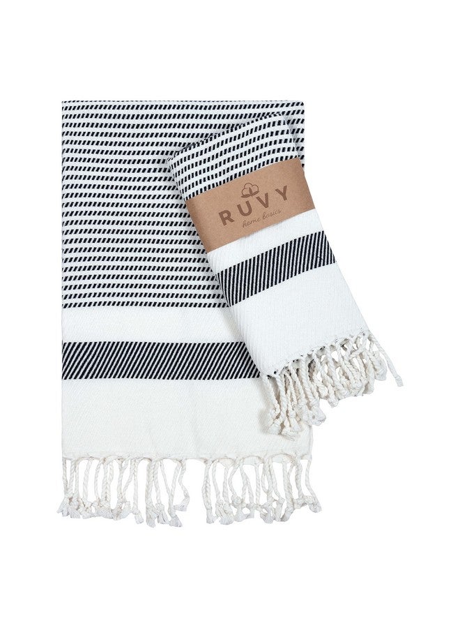 Ruvy Home Basics Turkish Hand Towels for Bathroom Set of 2 | 18"x40", 100% Cotton | Bathroom Hand Towels & Decorative Hand Towels for Bathroom, Kitchen, Yoga, Gym, Spa, Tea, Dishcloth, Face- Black - Image 1