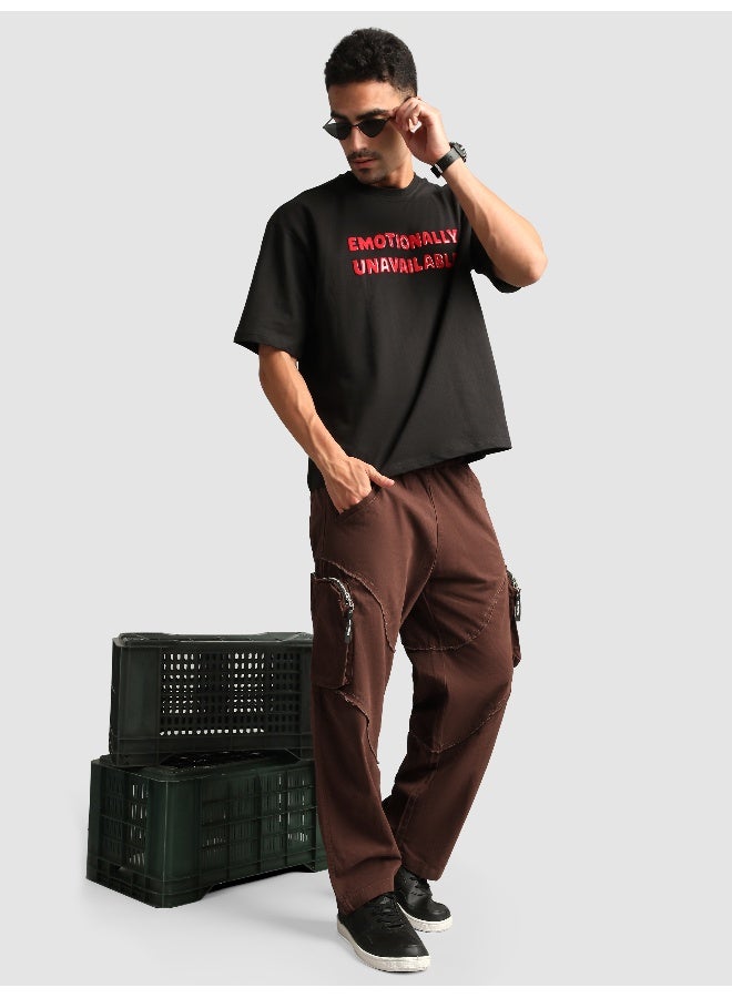 Beyoung Caramel Brown Raw Edge 3D Pocket Cargo Pants  - Image 4