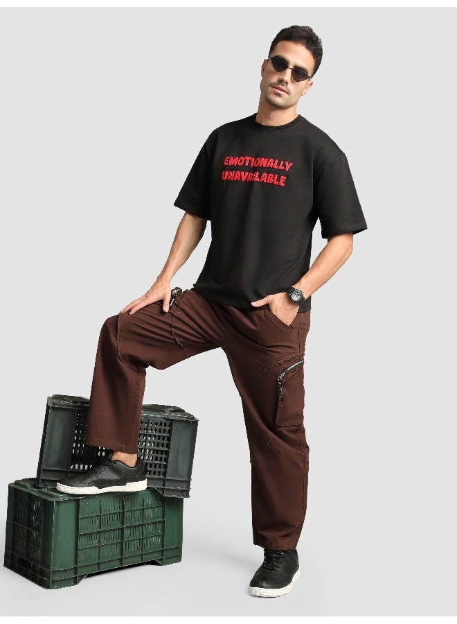 Beyoung Caramel Brown Raw Edge 3D Pocket Cargo Pants  - Image 5