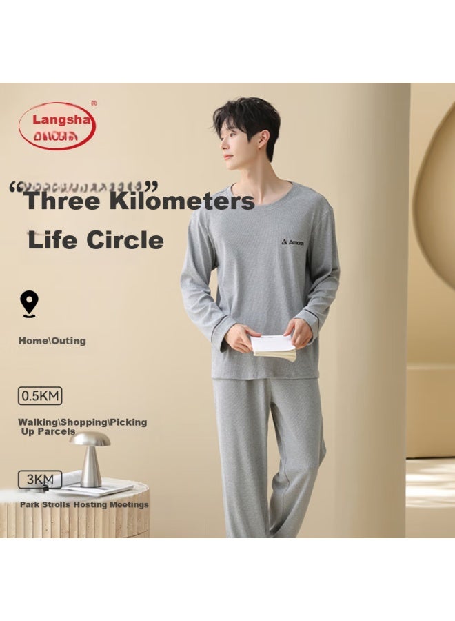 LANG SHA Langsha Men's Sleepwear Pullover Crew Neck Set Homewear Outerwear  New Style - Image 5