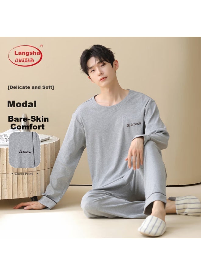 LANG SHA Langsha Men's Sleepwear Pullover Crew Neck Set Homewear Outerwear  New Style - Image 2