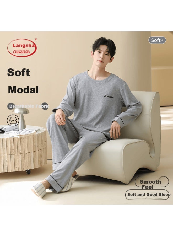 LANG SHA Langsha Men's Sleepwear Pullover Crew Neck Set Homewear Outerwear  New Style - Image 1