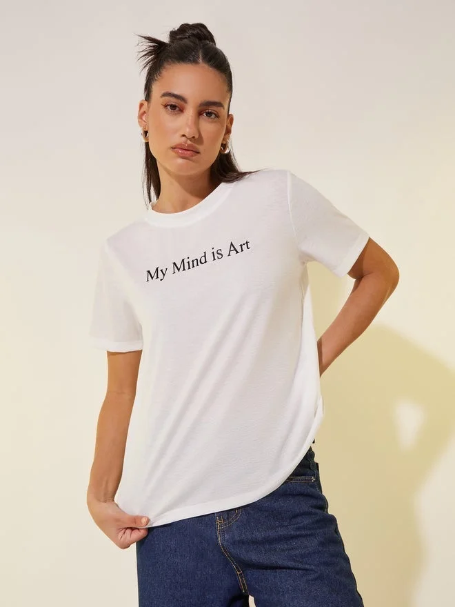 Take Two Take Two Slogan Print Round Neck T-Shirt