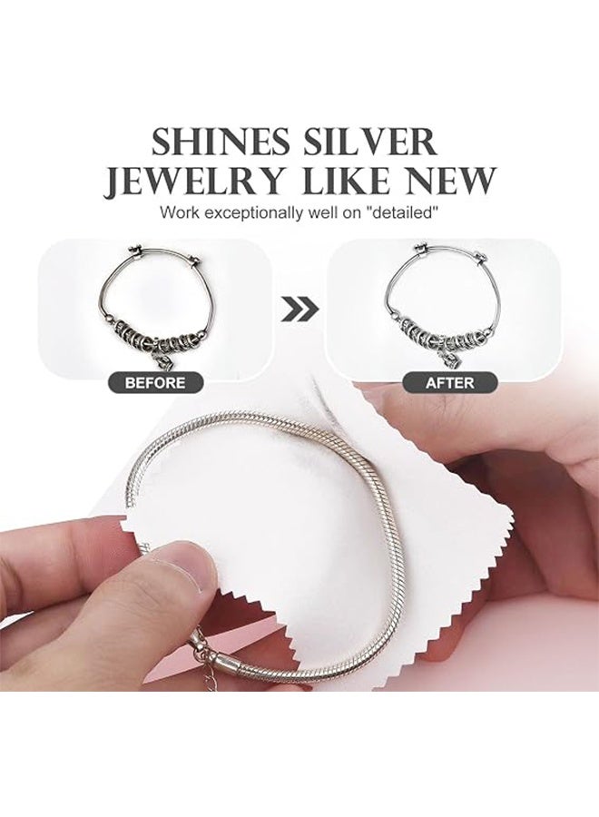 50 Pcs Polishing Cloth for Jewelry Care, Necklace Cleaning Cloth, Ring and Bracelet Silverware Wiping Cloth, Cleaning, Anti-Oxidation Polishing Rag (White) - Image 3