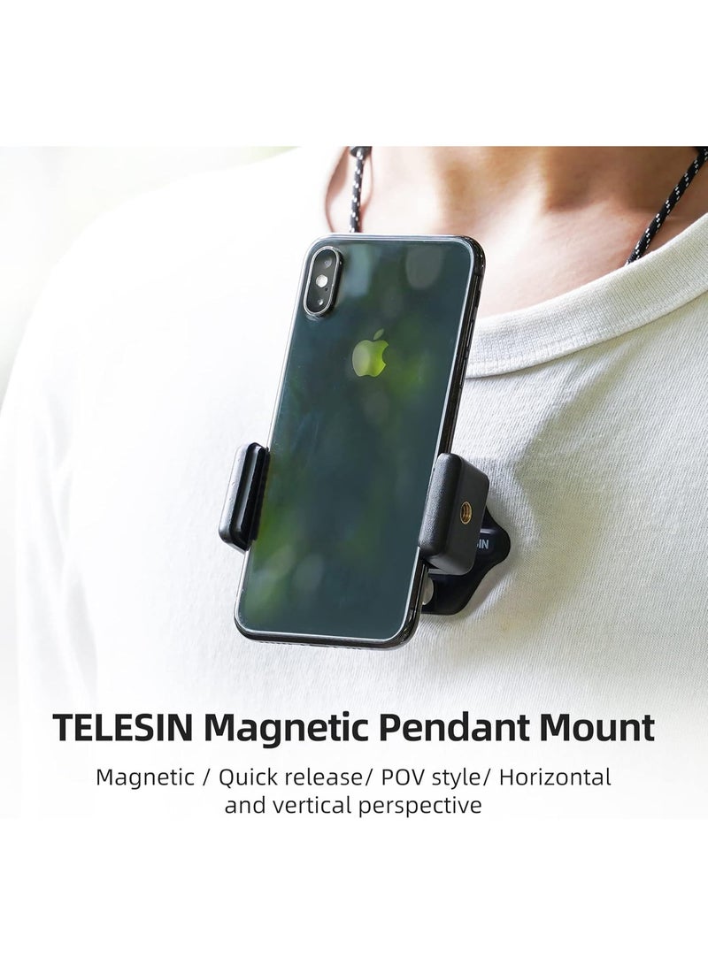 TELESIN Magnetic Chest Mount + Neck Strap + Phone Holder, 360° POV Invisible Selfie Necklace Lanyard Mounting Accessories Attach for GoPro Max Mini Hero 11 10 9 8 7 Insta360 DJI Action iPhone Android - Image 2