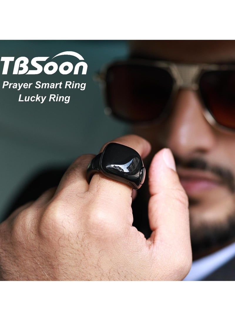 Fashion Prayer Smart Ring, Lucky Ring, Smart Tasbih Beads Ring, Watch Ring, with Prayer Counters, 5 Prayer Time Reminders, Prayer Direction Indicator Guide, Large Battery, OLED Display, Azan Alarm C - Image 3