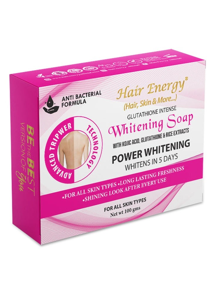 Hair Energy - Hair Energy Glutathione Whitening Soap | Deep Face Cleansing | Kojic Acid, Glutathione, Rice Extracts | Moisturizes and Cleanses the Skin | All Skin Types | Face Soap Bar| 100 gms - Image 1