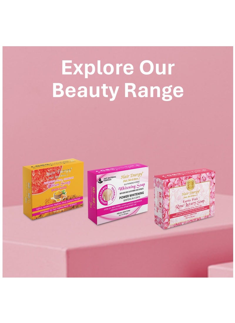 Hair Energy - Hair Energy Glutathione Whitening Soap | Deep Face Cleansing | Kojic Acid, Glutathione, Rice Extracts | Moisturizes and Cleanses the Skin | All Skin Types | Face Soap Bar| 100 gms - Image 1