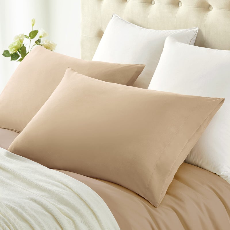 MILVOWOC 2Pcs Brushed Microfiber Queen Pillowcases - 20 x 30 Inch  Camel Pillow Case Set Non Slip Envelope Pillow Cover with Moisture Absorption and Anti-Wrinkle - Image 3