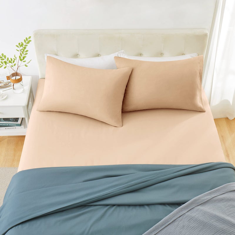 MILVOWOC 2Pcs Brushed Microfiber Queen Pillowcases - 20 x 30 Inch  Camel Pillow Case Set Non Slip Envelope Pillow Cover with Moisture Absorption and Anti-Wrinkle - Image 5