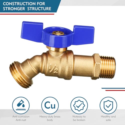 VIHOSE 10 Pack Male Hose Bib Mip, 3/4" Mip x 3/4" Mht, 1/4 Turn Outdoor Brass Water Hose Spigot Heavy Duty Faucet Shut off Valve for Garden Patio Outdoor(blue) - Image 4