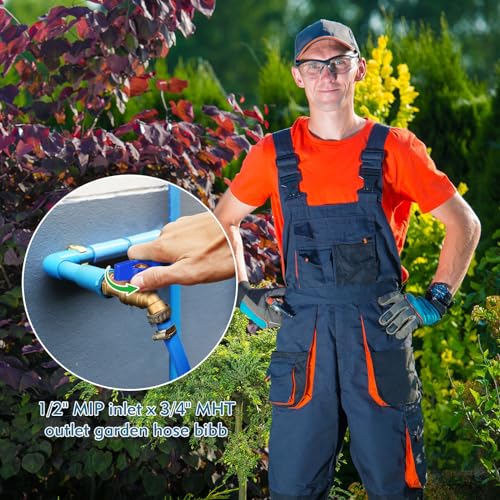 VIHOSE 10 Pack Male Hose Bib Mip, 3/4" Mip x 3/4" Mht, 1/4 Turn Outdoor Brass Water Hose Spigot Heavy Duty Faucet Shut off Valve for Garden Patio Outdoor(blue) - Image 3