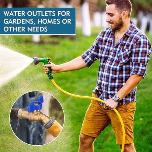 VIHOSE 10 Pack Male Hose Bib Mip, 3/4" Mip x 3/4" Mht, 1/4 Turn Outdoor Brass Water Hose Spigot Heavy Duty Faucet Shut off Valve for Garden Patio Outdoor(blue) - Image 5