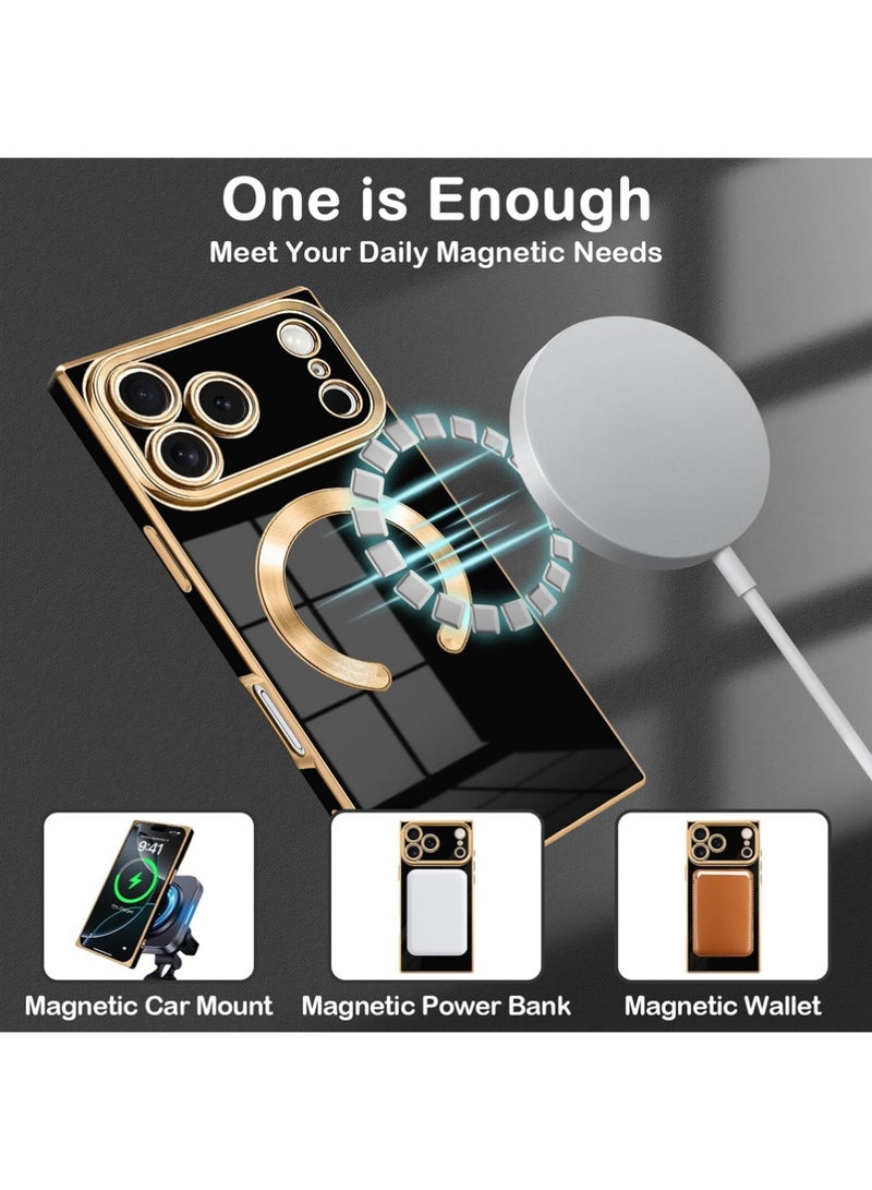 X-level Magnetic for iPhone 17 Pro Max Case Rectangle, Compatible with Magsafe Wireless, Plated Soft TPU with Full Lens Protection, Grade Shockproof Phone Case for iPhone 17 Pro Max Black - Image 2
