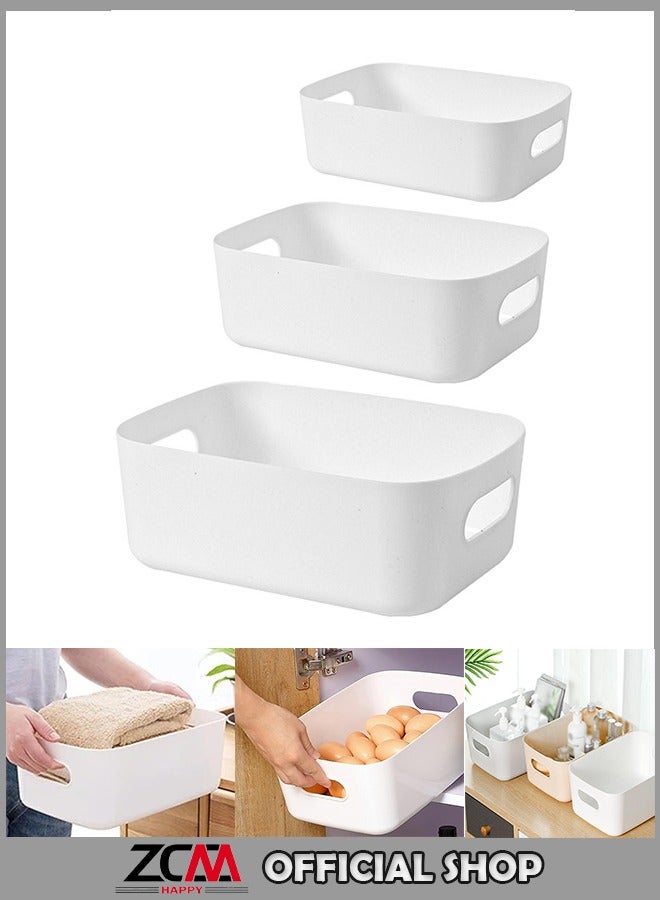 زي سي إم - هابي مجموعة صناديق تخزين مكتبية مستطيلة متعددة الحجم مكونة من 3 قطع للمكتب والمطبخ ومستحضرات التجميل - Image 1