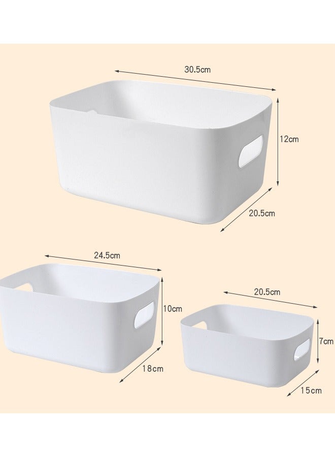 زي سي إم - هابي مجموعة صناديق تخزين مكتبية مستطيلة متعددة الحجم مكونة من 3 قطع للمكتب والمطبخ ومستحضرات التجميل - Image 3