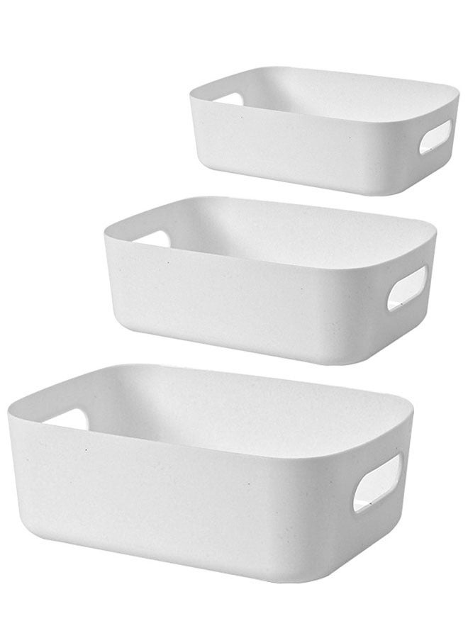 زي سي إم - هابي مجموعة صناديق تخزين مكتبية مستطيلة متعددة الحجم مكونة من 3 قطع للمكتب والمطبخ ومستحضرات التجميل - Image 2