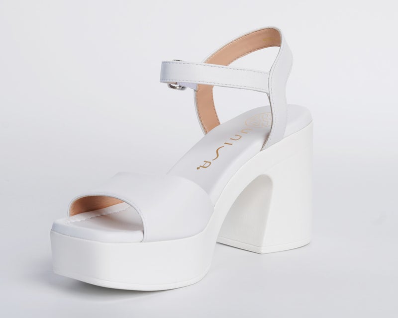 Unisa White Platform Ankle-Strap Sandals