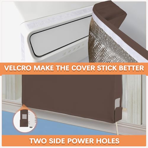 TOHONFOO Air Conditioner Cover Indoor 17"W x 13"H x 3.5"D, Windproof and Waterproof 3 Layers Insulation Window AC Cover for Inside with Aluminum Foil and 2mm Foam, Brown - Image 4