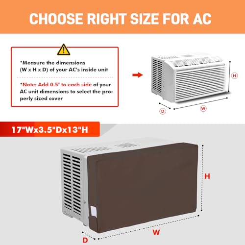 TOHONFOO Air Conditioner Cover Indoor 17"W x 13"H x 3.5"D, Windproof and Waterproof 3 Layers Insulation Window AC Cover for Inside with Aluminum Foil and 2mm Foam, Brown - Image 2