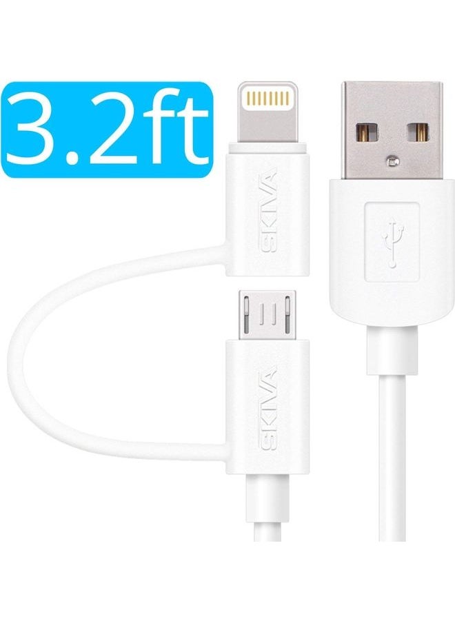 NIBEMINENT Multi Compatible Cable 1 Meter, MicroUSB cable with Lightning Adapter -3.2feet- White  - Image 4